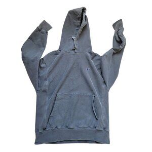 Champion Reverse Weave Gray Blue Sweatshirt Kanagroo Pocket Hoodie Size M Casual